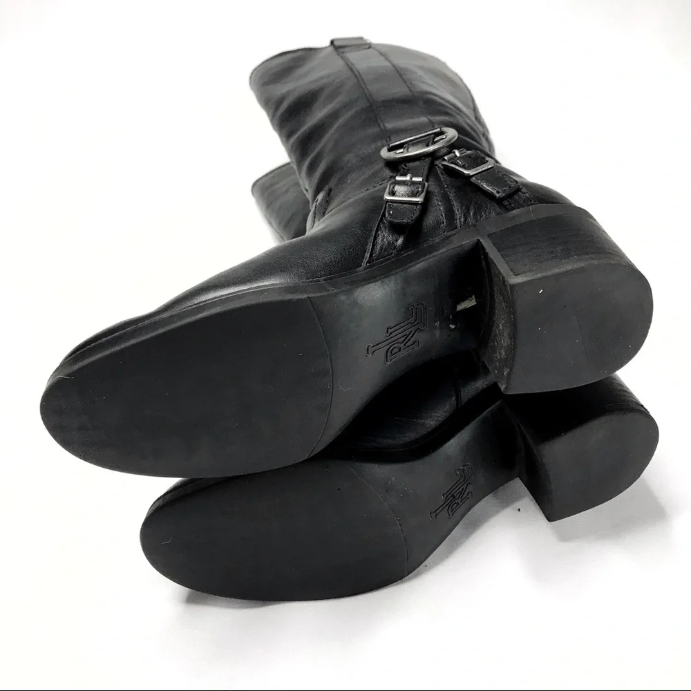 Lauren Ralph Lauren Calvina Tall Black Genuine Leather Boots Size 5.5 - Picture 9 of 10